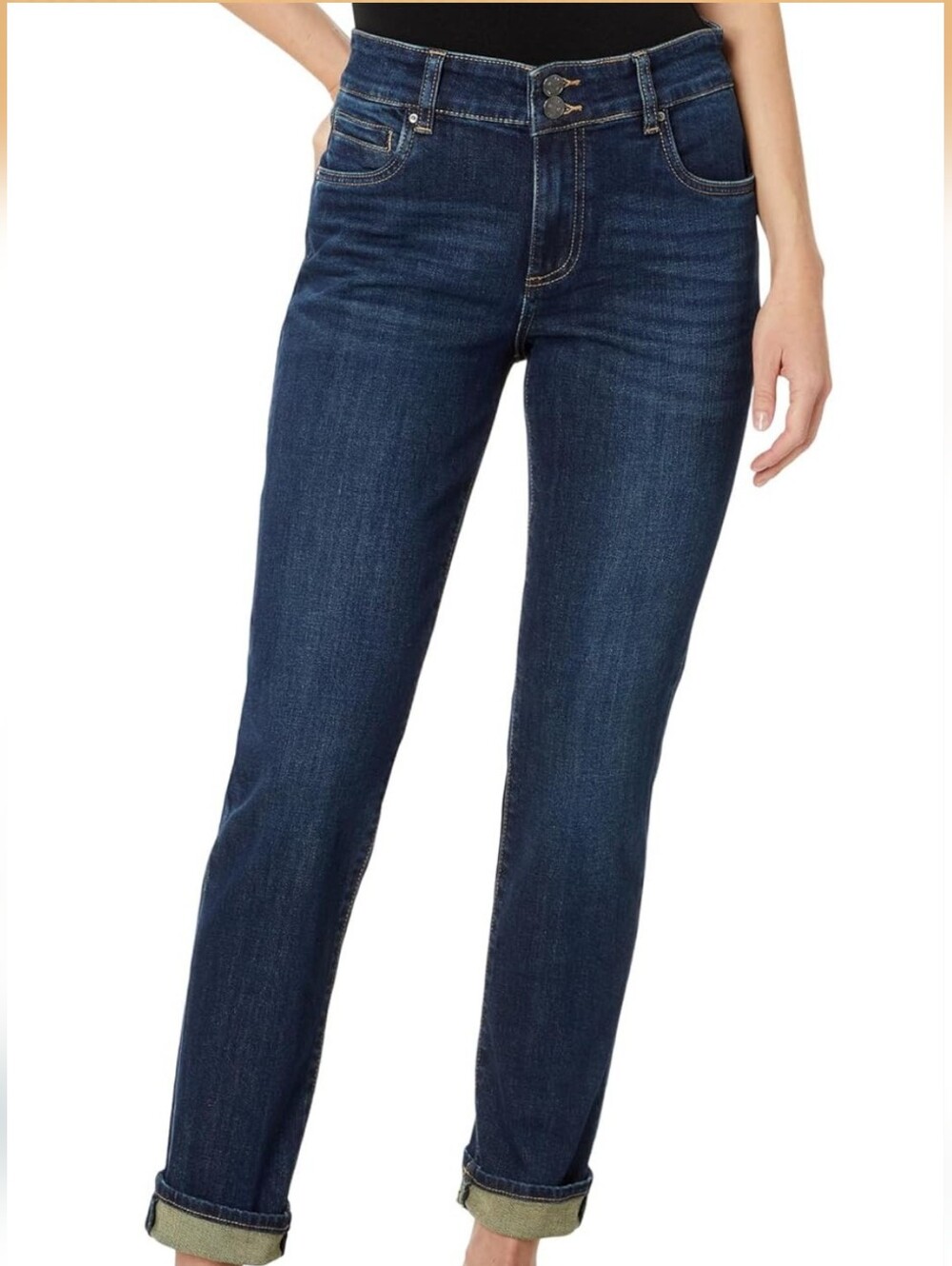 Kut from the Kloth Dark Stevie Straight Leg Double Button Jean Sz 4